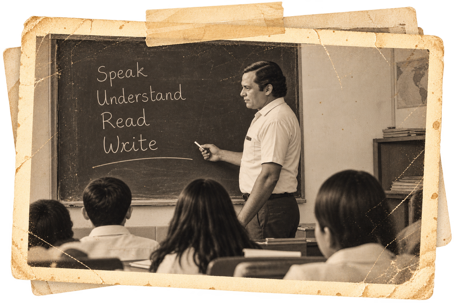 Clase de inglés de la primera época de la academia